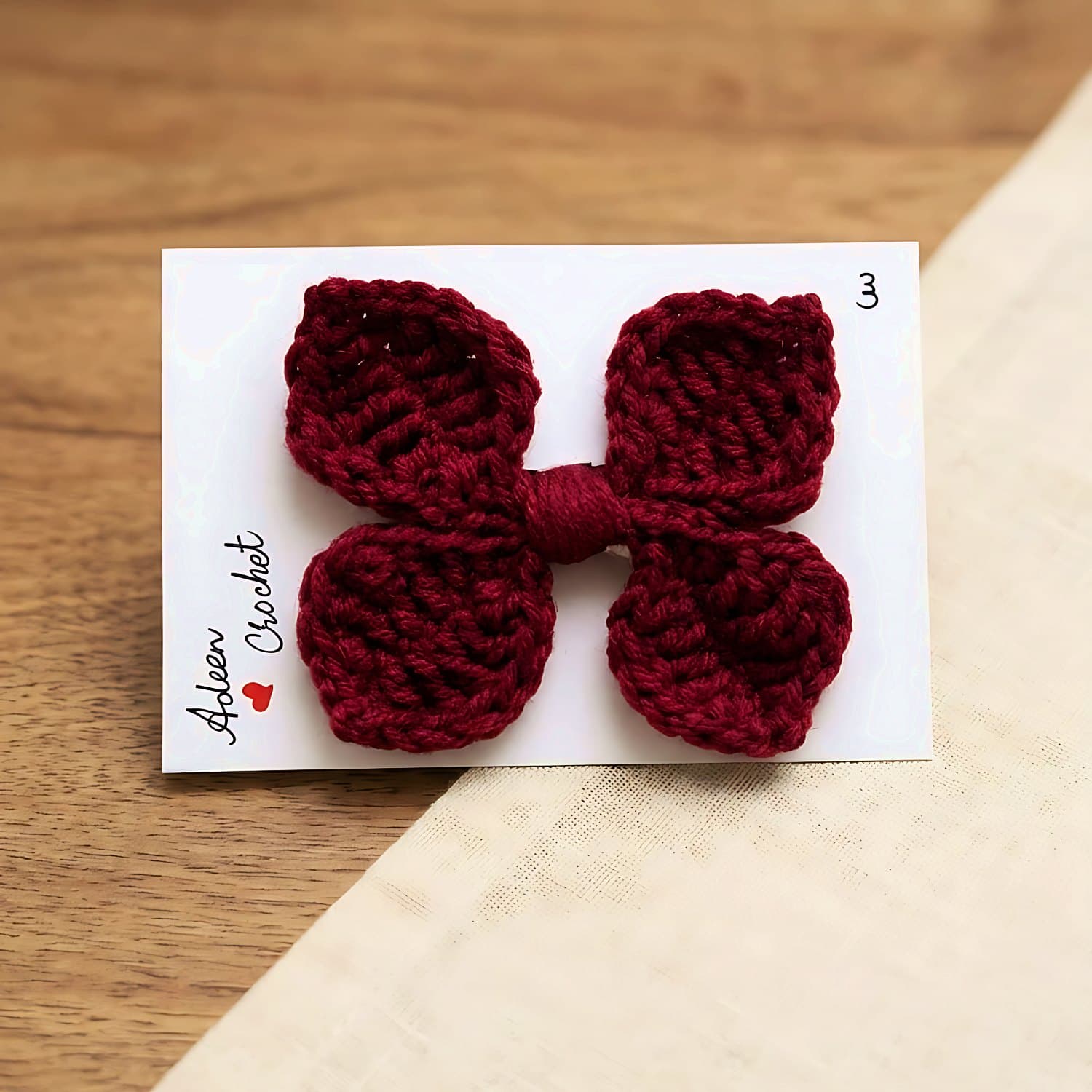Maroon Crochet Bow